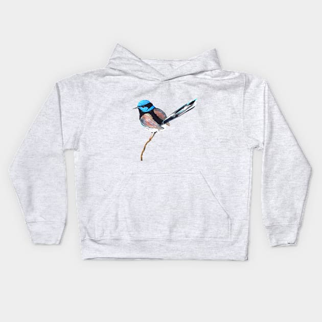 Superb fairy wren Kids Hoodie by Bwiselizzy